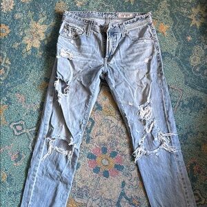 AG Denim Distressed Light Blue Jeans